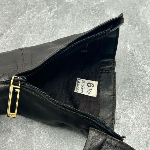 NWT Gucci Black Genuine Leather Nappa Gloves Size 6.5 G Logo Side Zip With Box - Picture 9 of 15